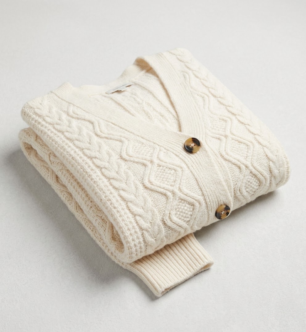 Cable Knit Button-Up Cardigan