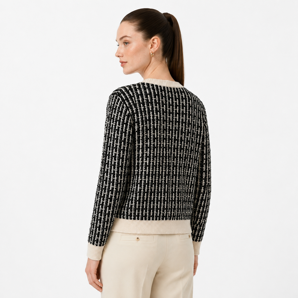 Textured Knit Tweed Style Cardigan